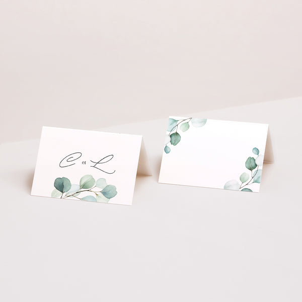 Marque-place Mariage 2 volets Feuilles d'Eucalyptus photo