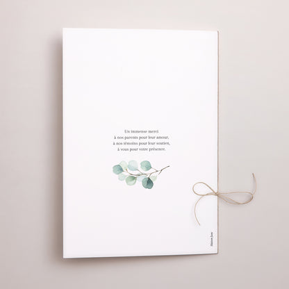 Livret de messe Mariage Double volet Feuilles d'eucalyptus photo N° 3