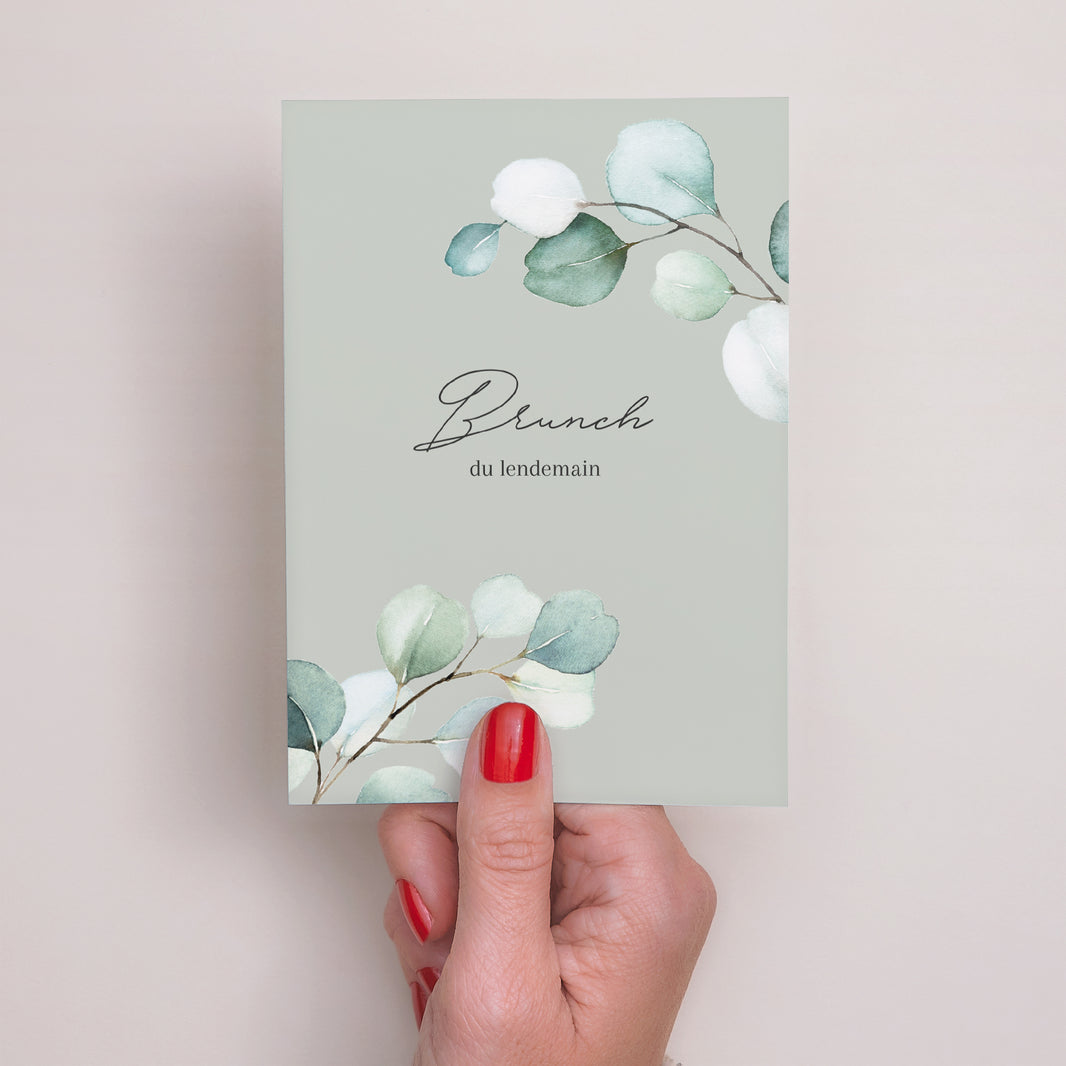 Invitations Mariage Portrait Feuilles d'eucalyptus photo N° 2