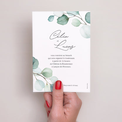 Invitations Mariage Portrait Feuilles d'eucalyptus photo N° 3