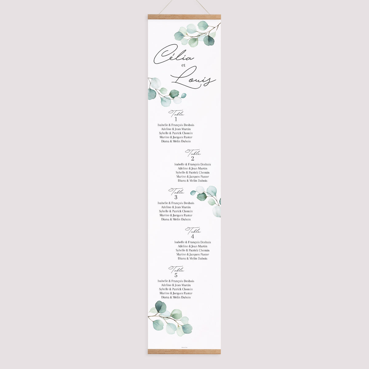 Plan de table Mariage Papier Feuilles d'Eucalyptus photo N° 1