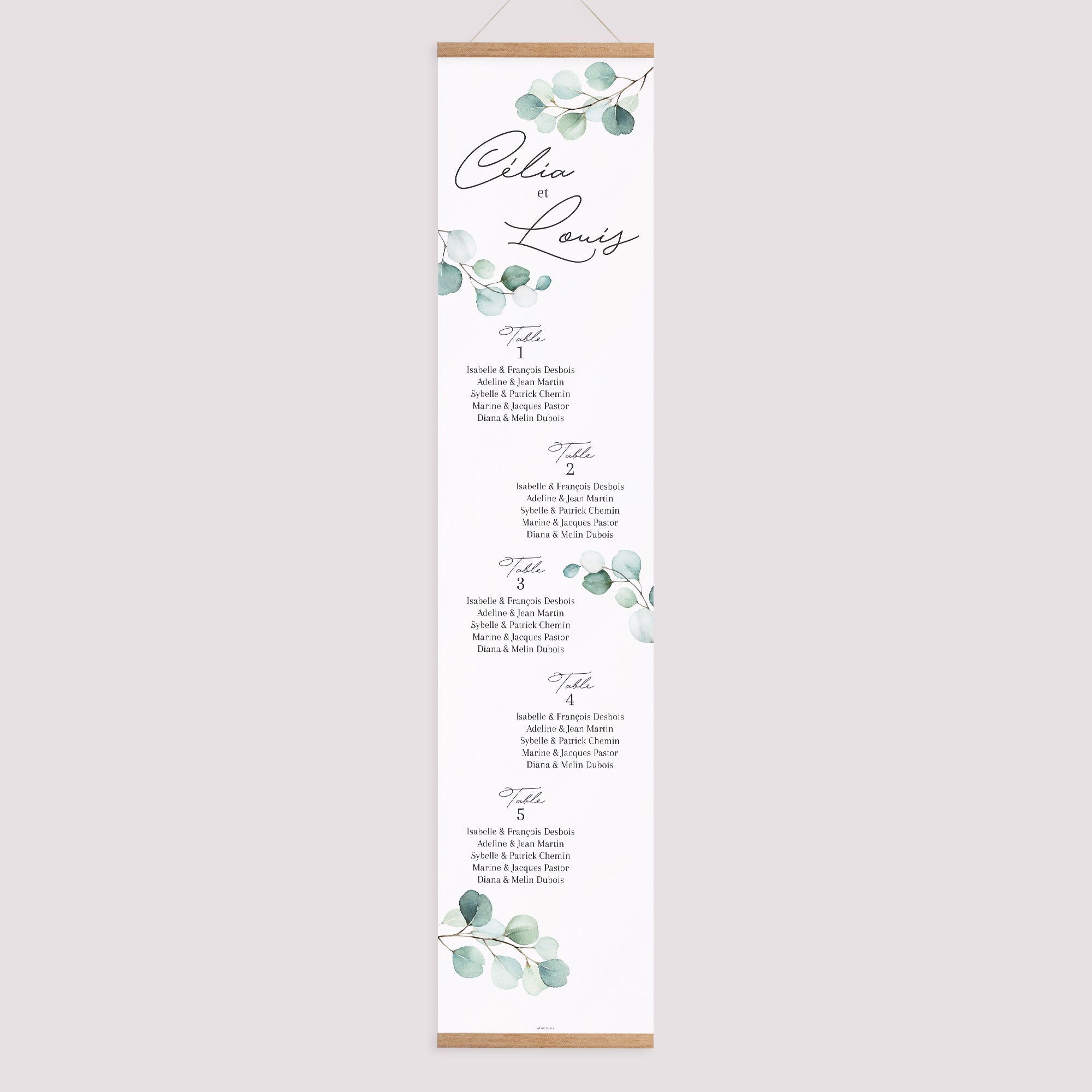 Plan de table Mariage Papier Feuilles d'Eucalyptus photo N° 1