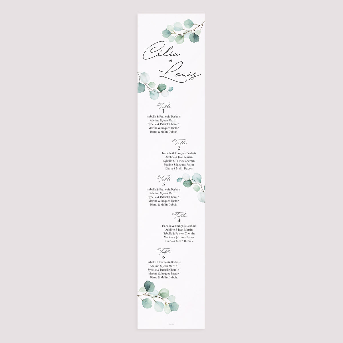 Plan de table Mariage Papier Feuilles d'Eucalyptus photo N° 3