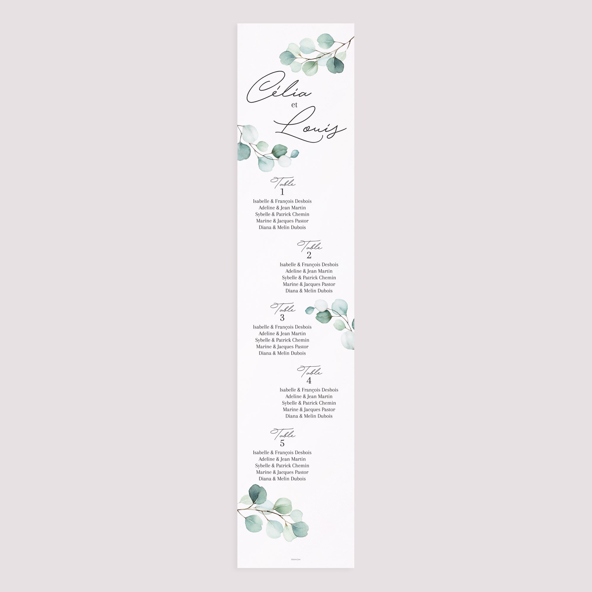 Plan de table Mariage Papier Feuilles d'Eucalyptus photo N° 3