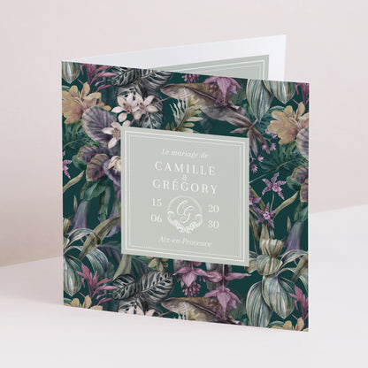 Faire-part Mariage Carré double volet Tropical summer photo N° 1