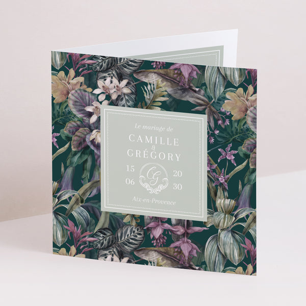 Faire-part Mariage Carré double volet Tropical summer photo