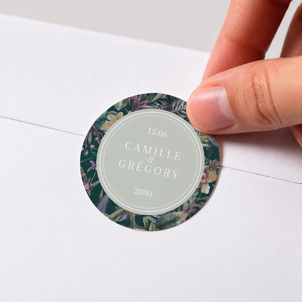 Sticker Mariage Rond Tropical summer photo