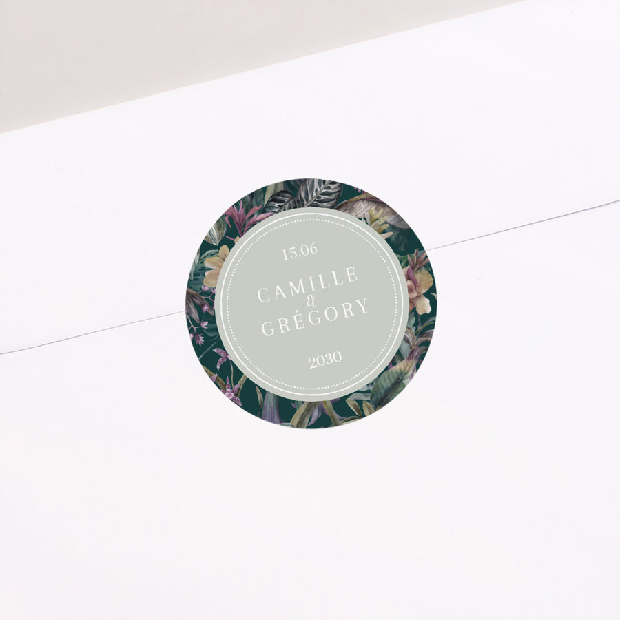 Sticker Mariage Rond Tropical summer photo