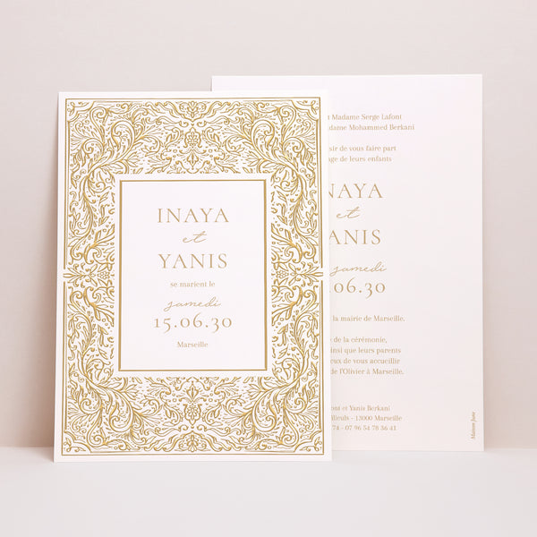 Faire-part Mariage Grand format rectangle Oriental chic photo