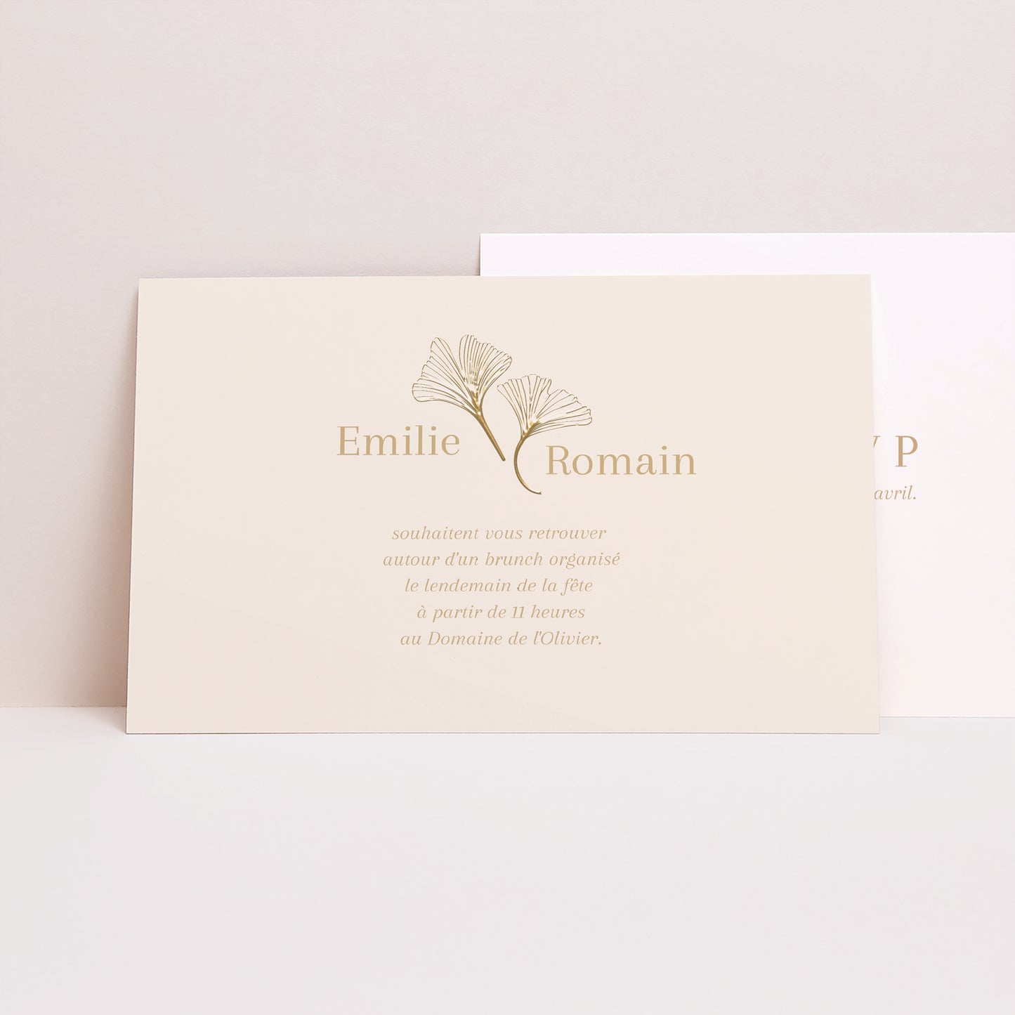 Invitations Mariage Paysage Ginkgo biloba dorée photo N° 1