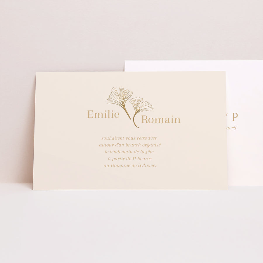 Invitations Mariage Paysage Ginkgo biloba dorée photo