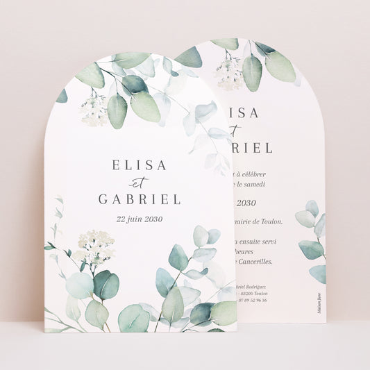 Faire-part Mariage Arche Eucalyptus watercolor photo