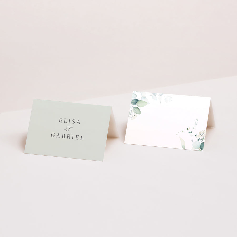 Marque-place Mariage 2 volets Eucalyptus watercolor photo