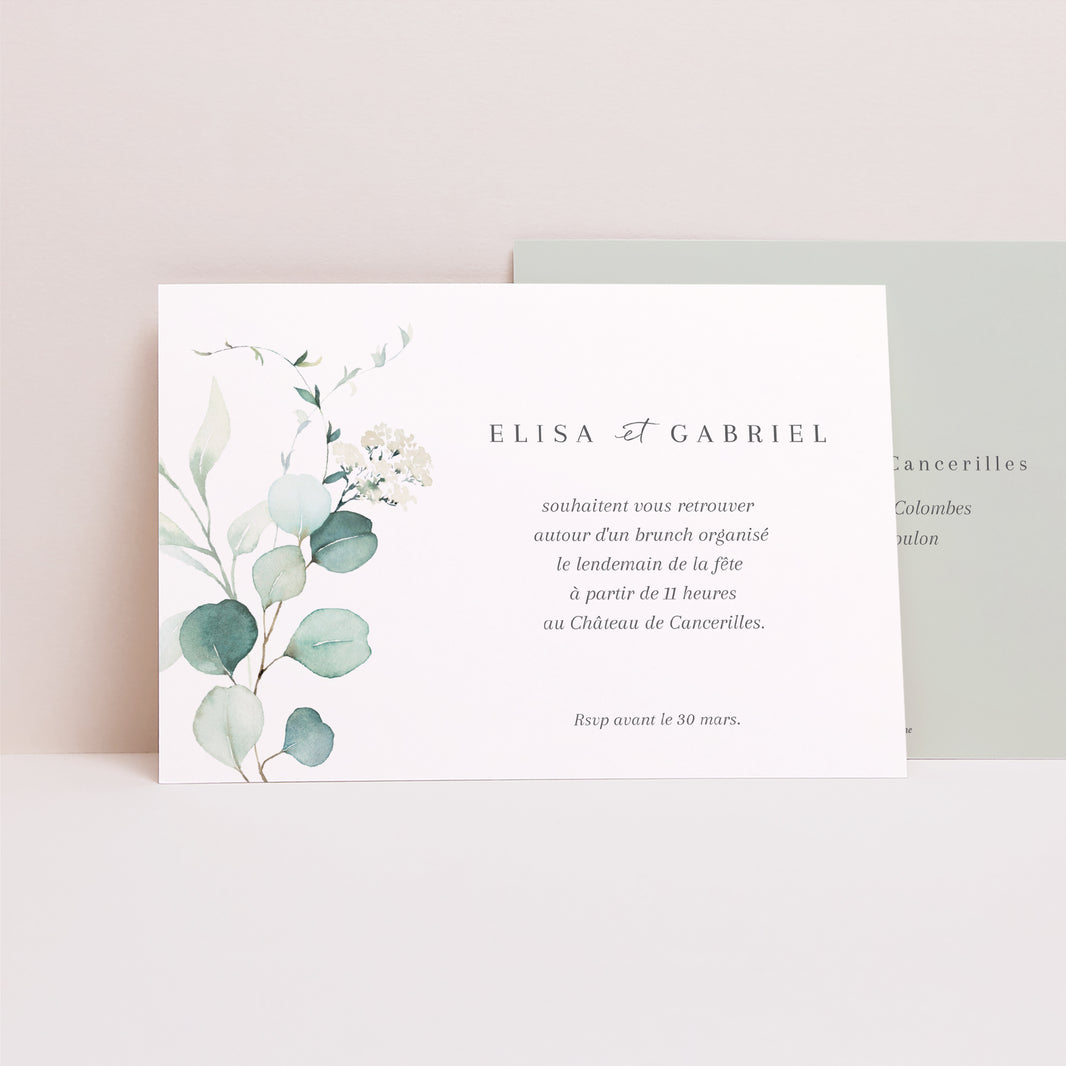 Invitations Mariage Paysage Eucalyptus watercolor photo