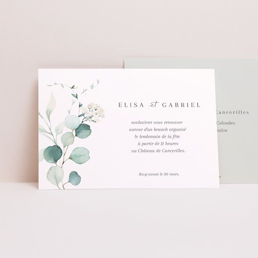Invitations Mariage Paysage Eucalyptus watercolor photo