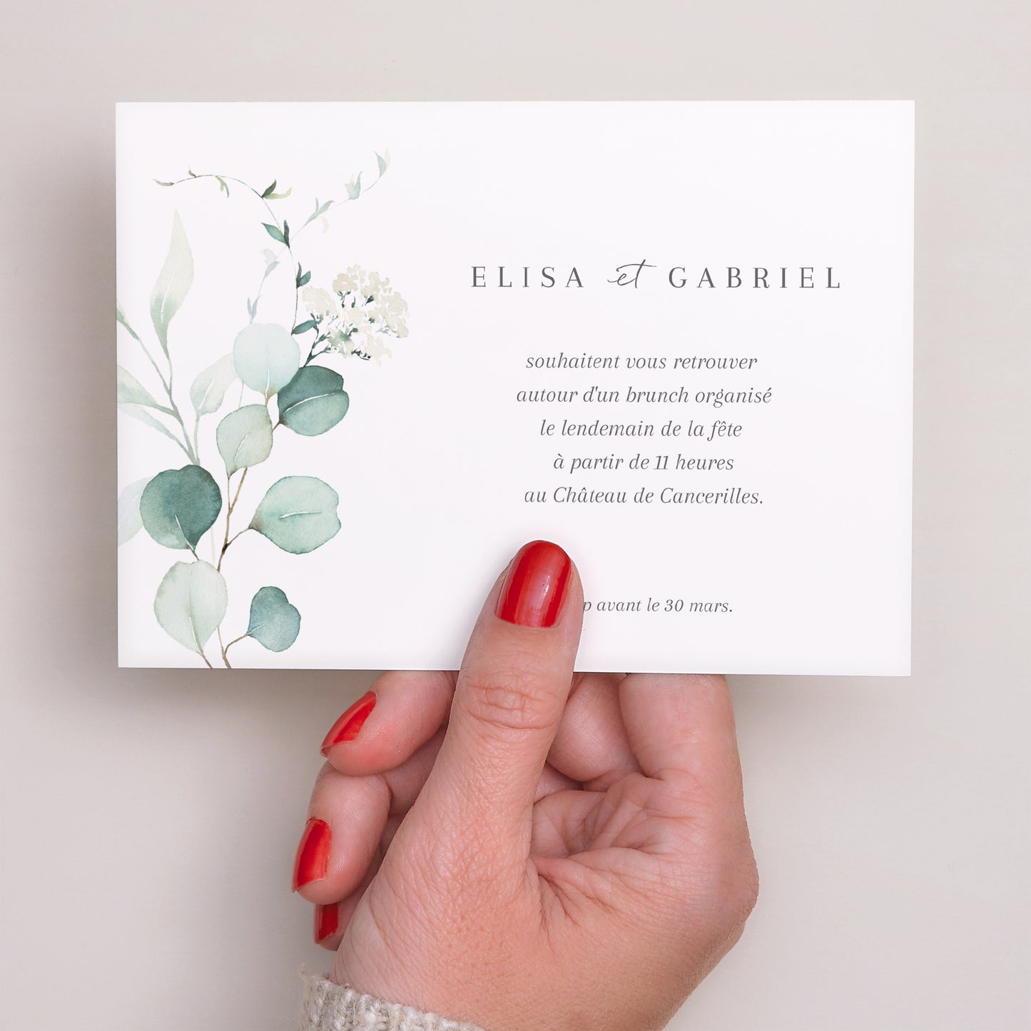 Invitations Mariage Paysage Eucalyptus watercolor photo N° 3