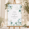 Panneau bienvenue Mariage Portrait 60 x 90 cm Eucalyptus watercolor photo N° 1