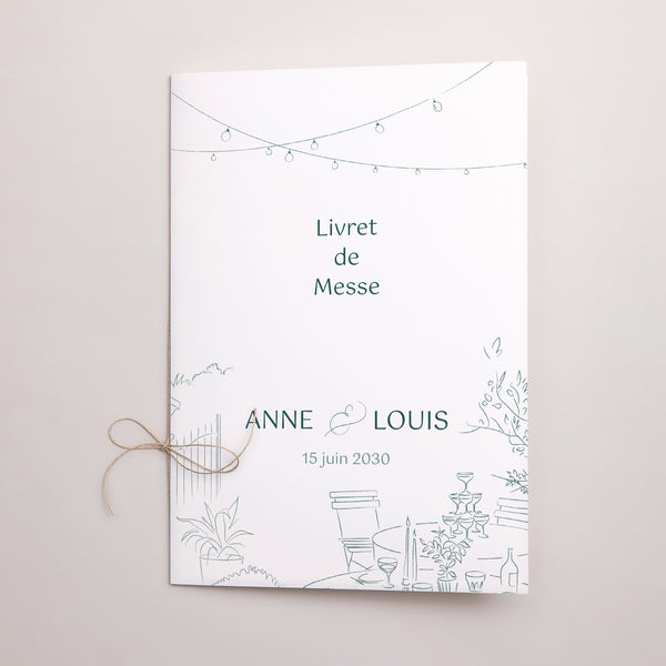 Livret de messe Mariage Double volet Le domaine des Lumières photo