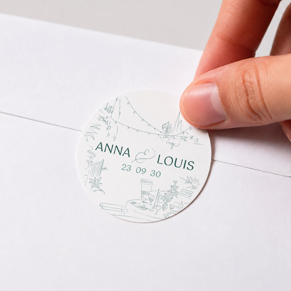 Sticker Mariage Rond Le domaine des Lumières photo