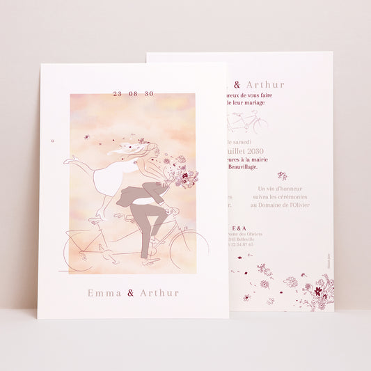 Faire-part Mariage Grand format rectangle Tandem photo