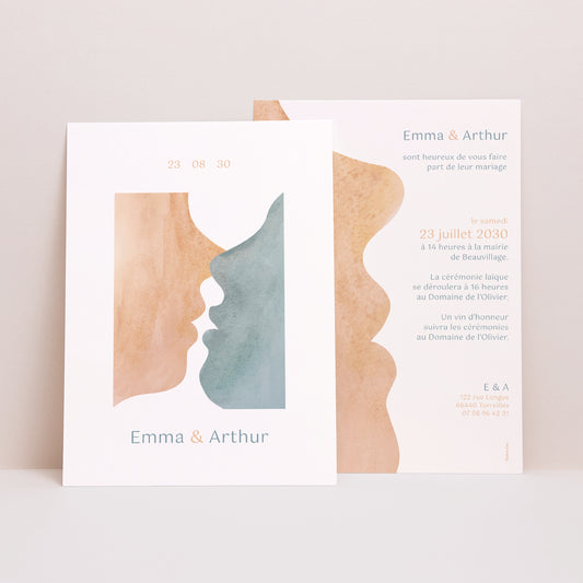 Faire-part Mariage Portrait Silhouettes photo