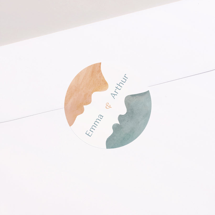 Sticker Mariage Rond Silhouettes photo