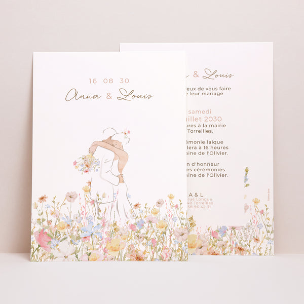 Faire-part Mariage Grand format rectangle Amour champêtre photo