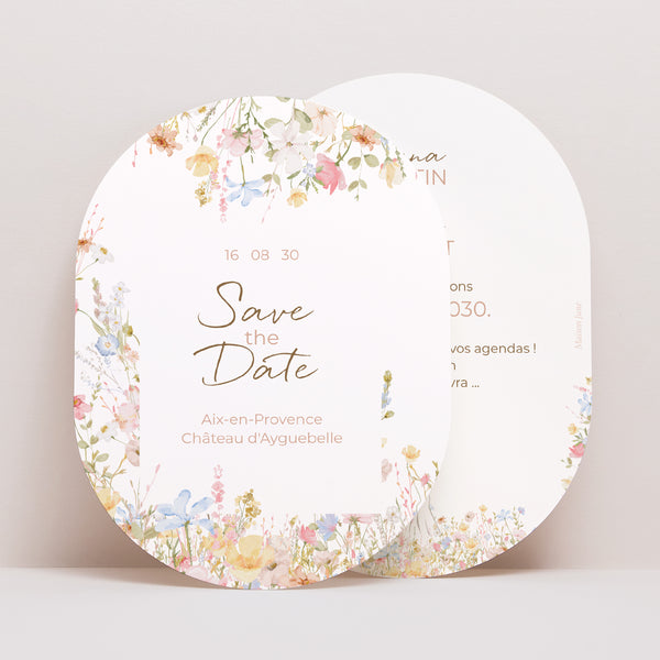 Save the date Mariage Ovale Amour champêtre photo