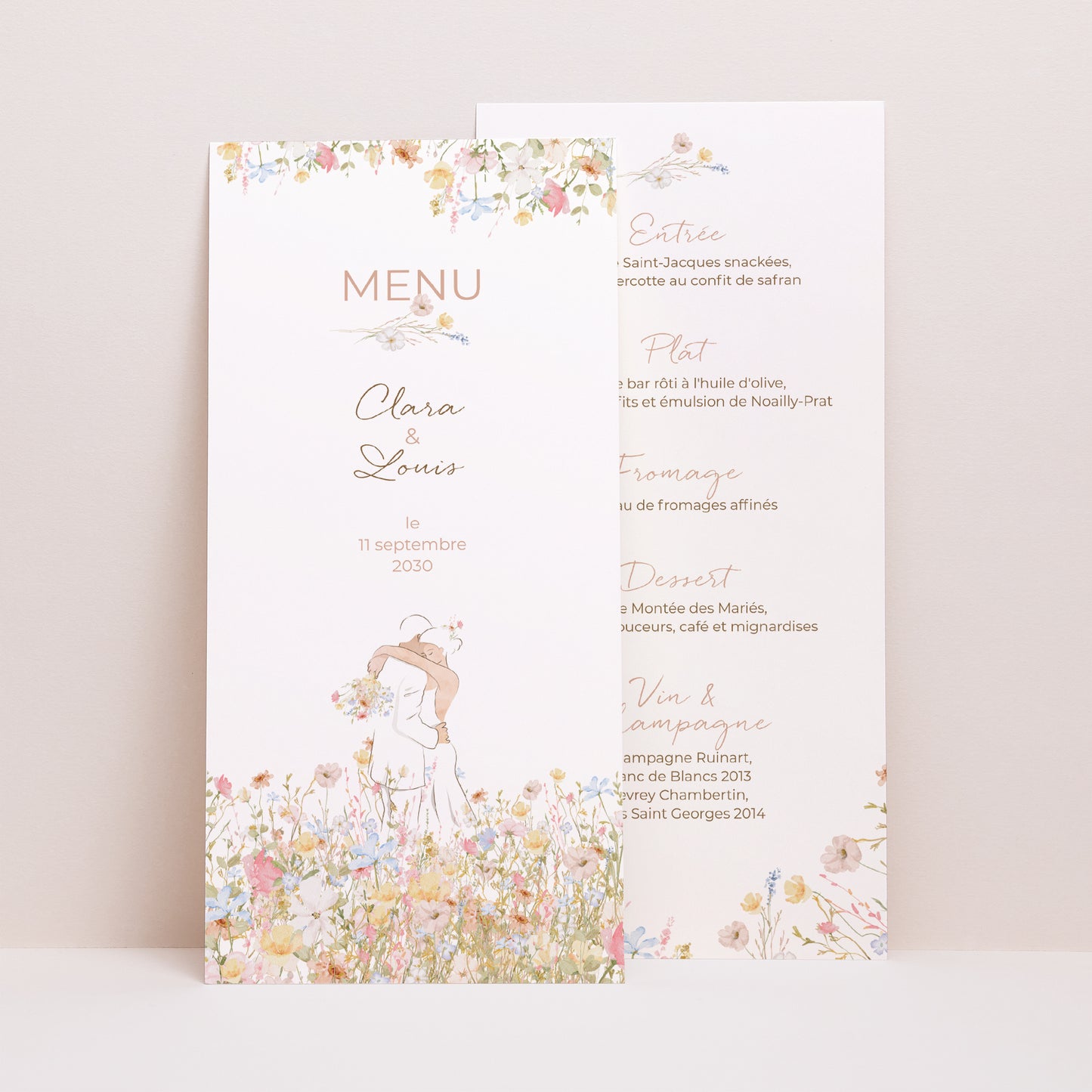 Menu Mariage Panoramique portrait Amour champêtre photo N° 1