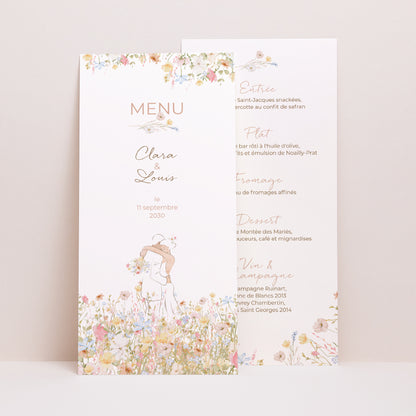 Menu Mariage Panoramique portrait Amour champêtre photo N° 1