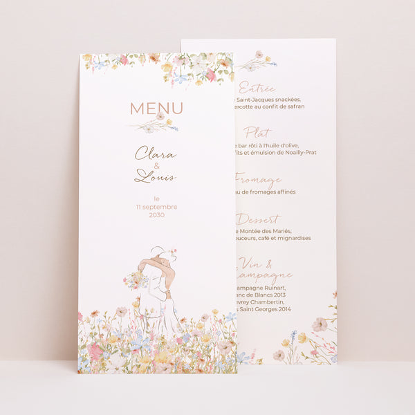 Menu Mariage Panoramique portrait Amour champêtre photo