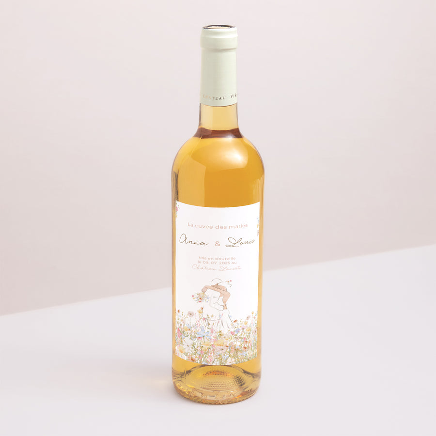 Etiquette bouteille Mariage Portrait Amour champêtre photo