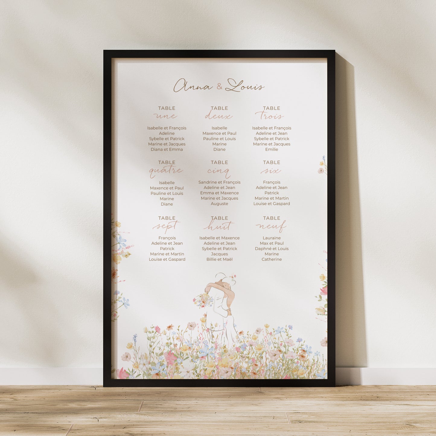 Plan de table Mariage Portrait 60 x 90 cm Amour champêtre photo N° 1