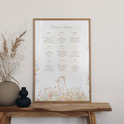 Plan de table Mariage Portrait 60 x 90 cm Amour champêtre photo N° 2