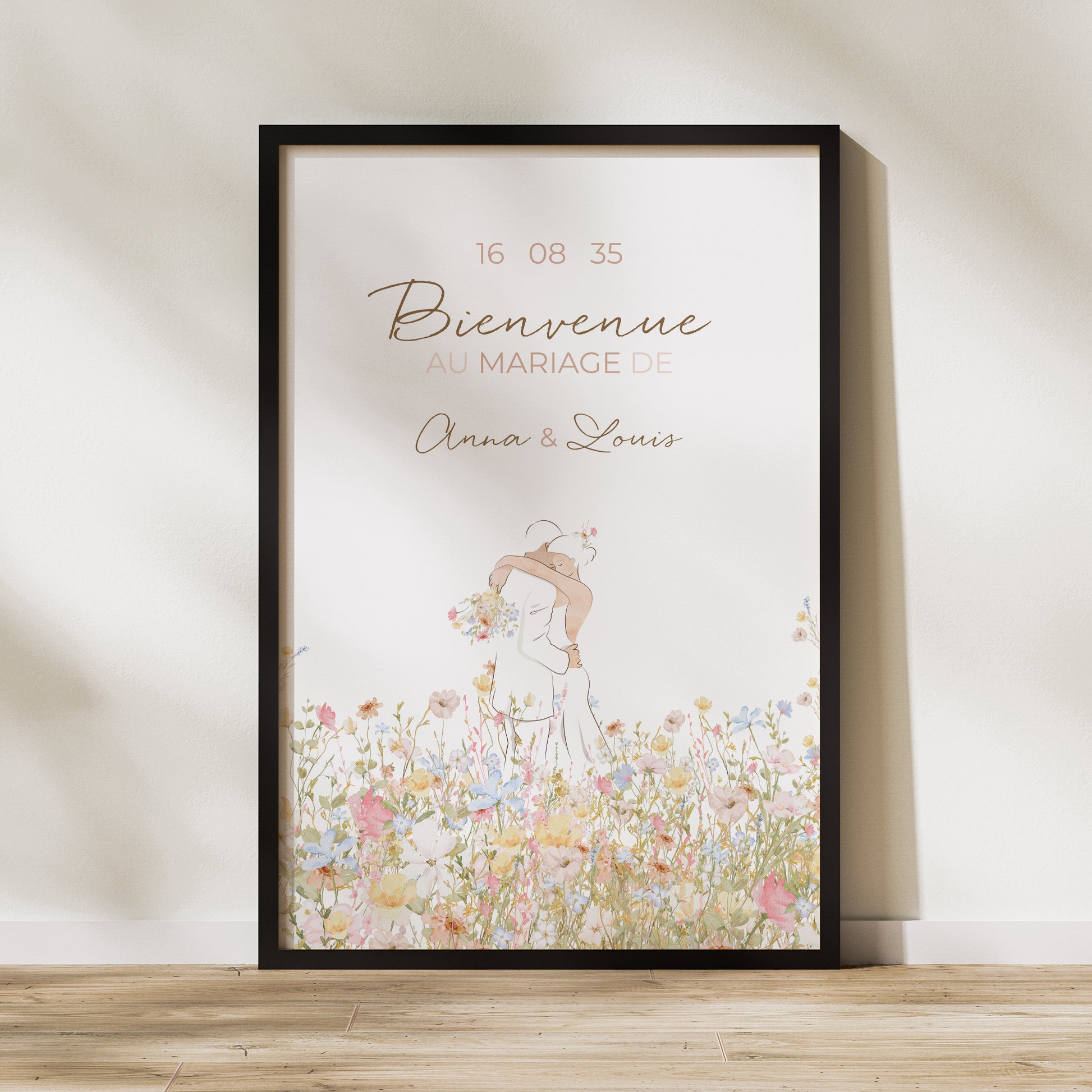 Panneau bienvenue Mariage Portrait 60 x 90 cm Amour champêtre photo N° 1