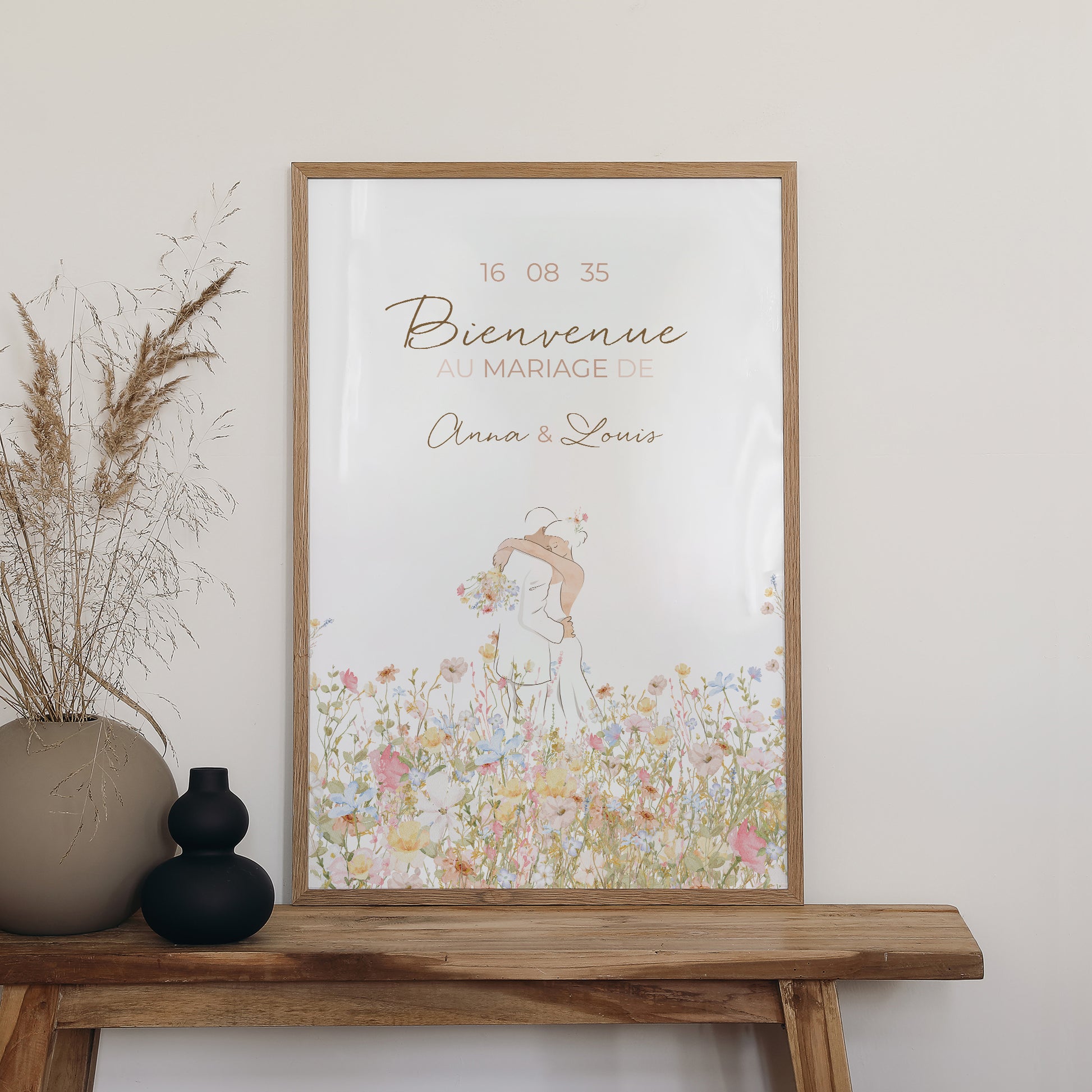 Panneau bienvenue Mariage Portrait 60 x 90 cm Amour champêtre photo N° 2
