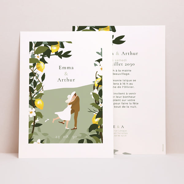 Faire-part Mariage Grand format rectangle Sous les Citronniers photo