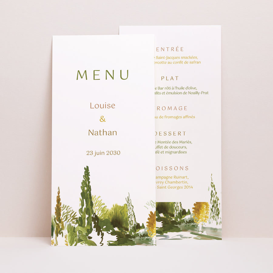 Menu Mariage Panoramique portrait En chemin photo