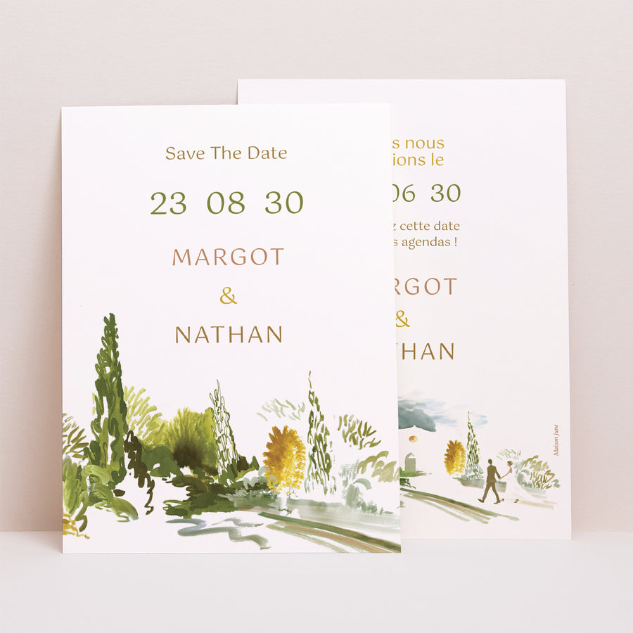 Save the date Mariage Portrait En chemin photo