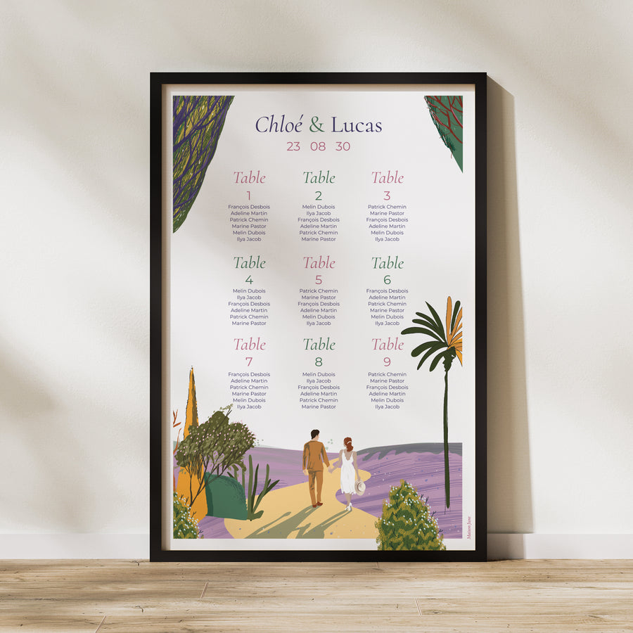 Plan de table Mariage Portrait 60 x 90 cm Flâneurs photo