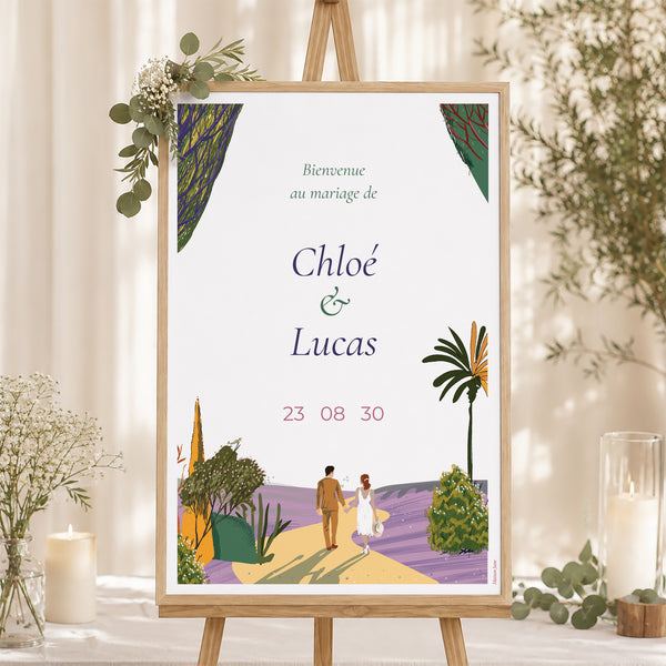 Panneau bienvenue Mariage Portrait 60 x 90 cm Flâneurs photo