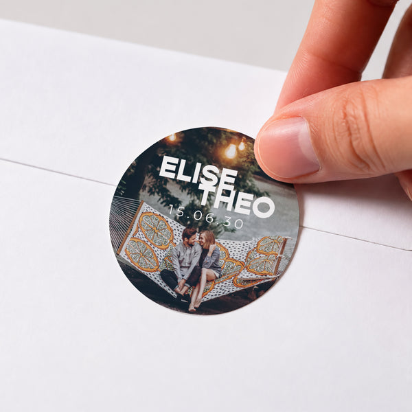 Sticker Mariage Rond Vinyl de l'amour photo