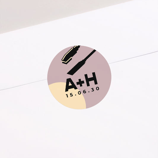 Sticker Mariage Rond rétro vinyl photo