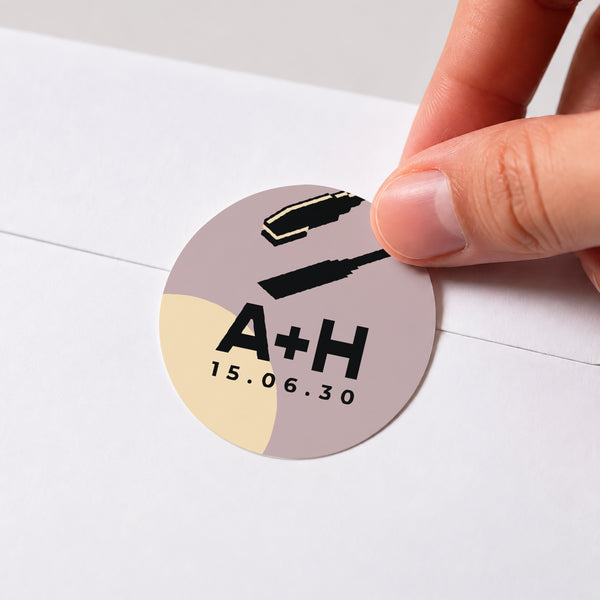 Sticker Mariage Rond Rétro vinyl photo