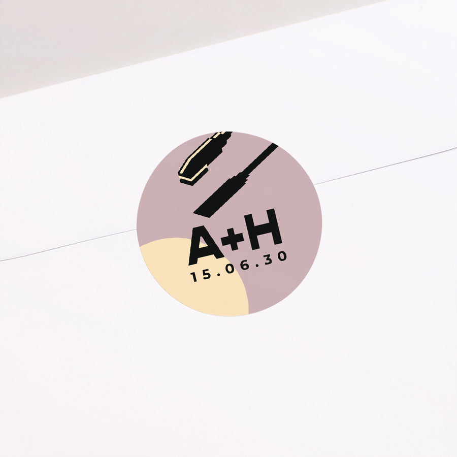 Sticker Mariage Rond rétro vinyl photo