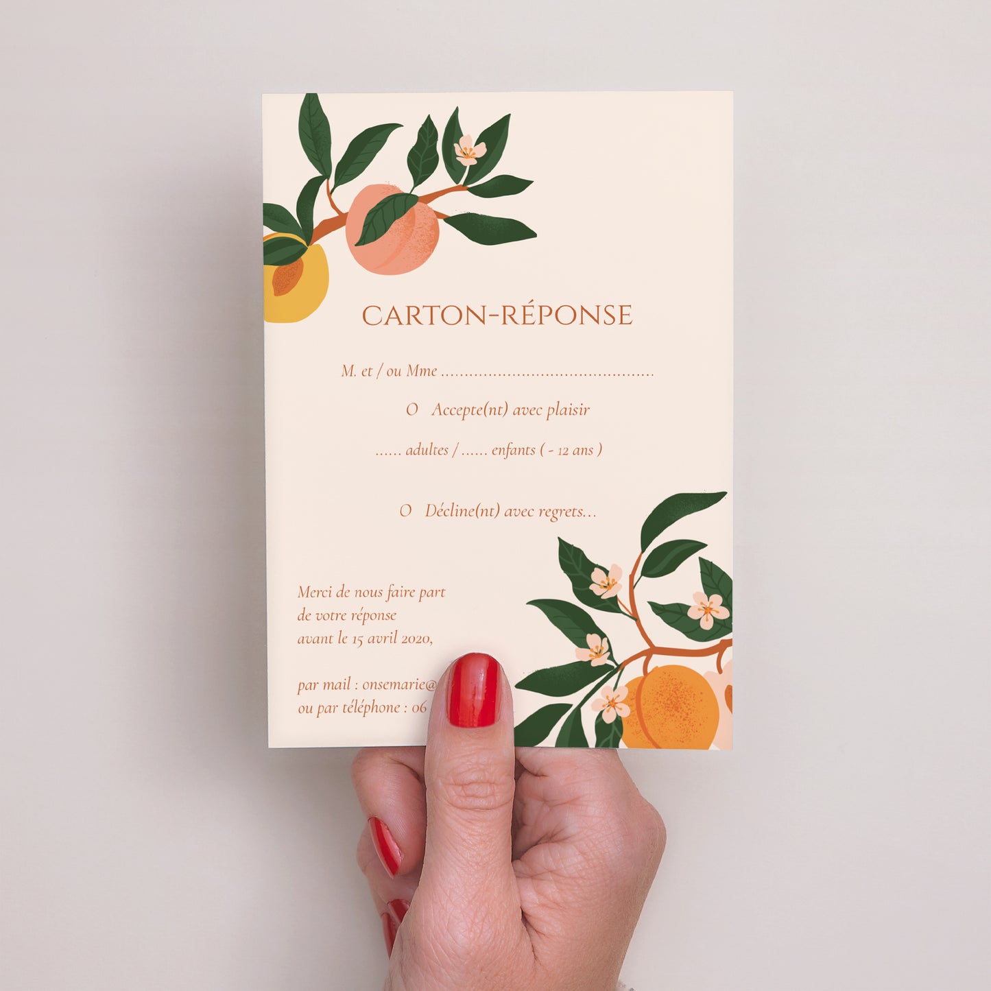 Carton réponse Mariage Portrait Sous les abricotiers photo N° 2