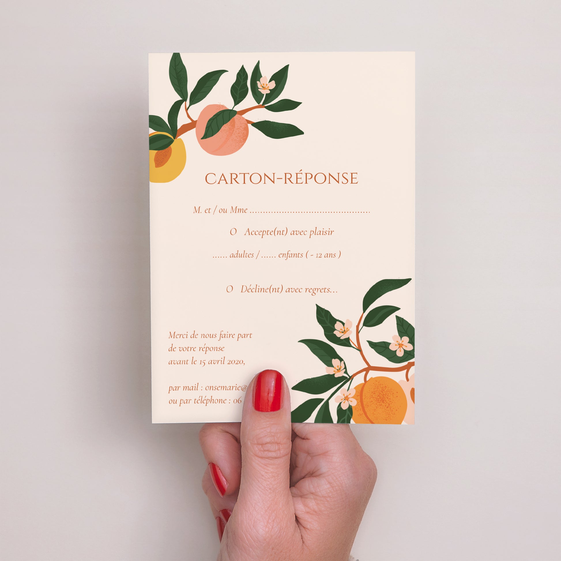 Carton réponse Mariage Portrait Sous les abricotiers photo N° 2