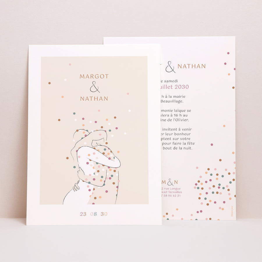 Faire-part Mariage Grand format rectangle Enlacés photo