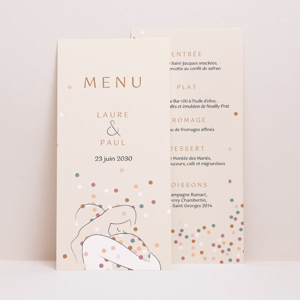 Menu Mariage Panoramique portrait Enlacés photo