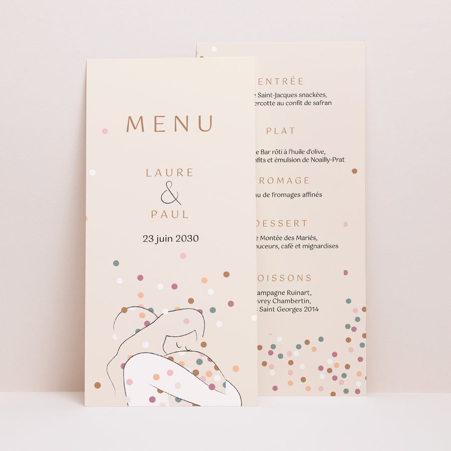 Menu Mariage Panoramique portrait Enlacés photo